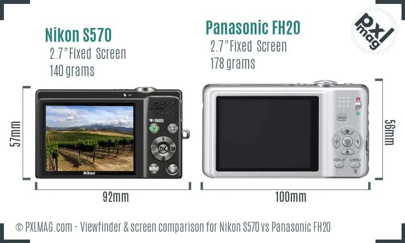 Nikon S570 vs Panasonic FH20 Screen and Viewfinder comparison