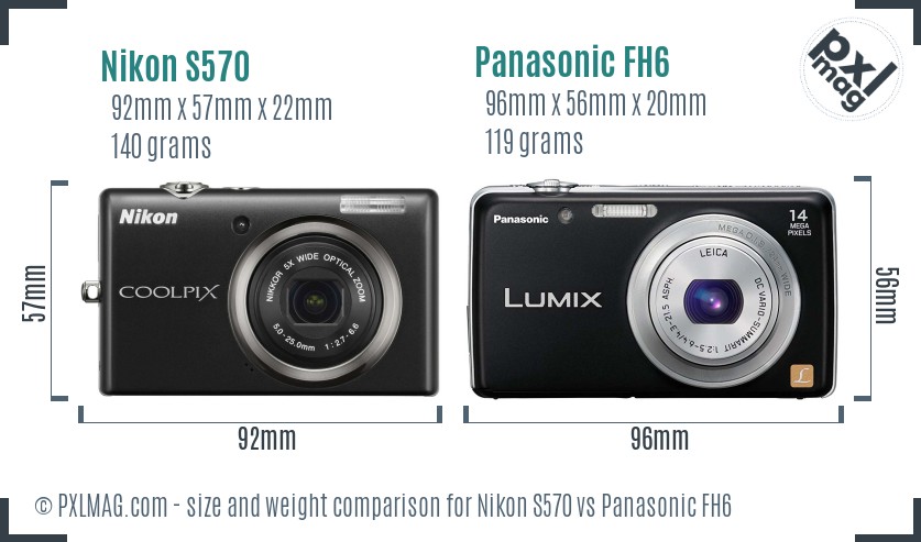 Nikon S570 vs Panasonic FH6 size comparison Nikon S570 vs Panasonic FH6 size comparison