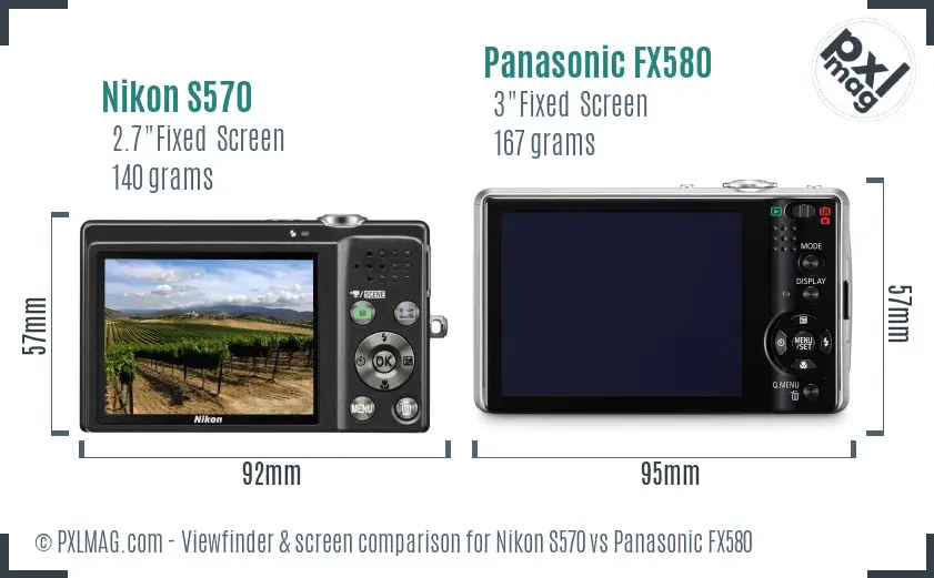 Nikon S570 vs Panasonic FX580 Screen and Viewfinder comparison Nikon S570 vs Panasonic FX580 Screen and Viewfinder comparison