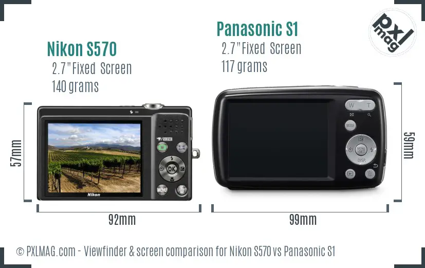 Nikon S570 vs Panasonic S1 Screen and Viewfinder comparison