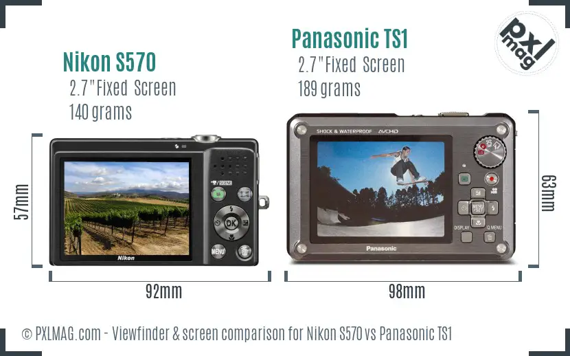 Nikon S570 vs Panasonic TS1 Screen and Viewfinder comparison