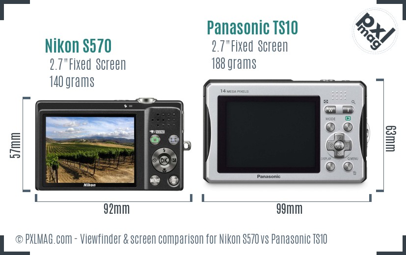 Nikon S570 vs Panasonic TS10 Screen and Viewfinder comparison