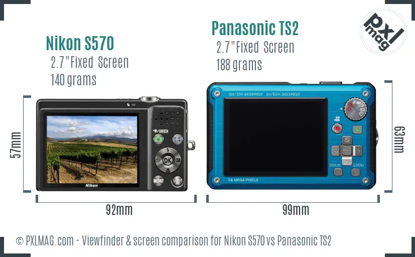 Nikon S570 vs Panasonic TS2 Screen and Viewfinder comparison