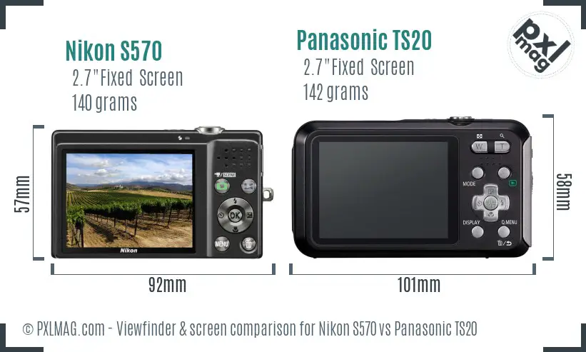 Nikon S570 vs Panasonic TS20 Screen and Viewfinder comparison