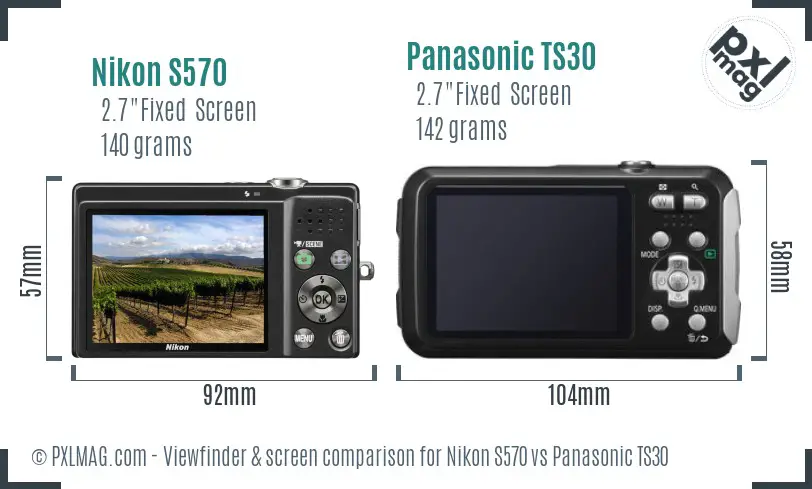 Nikon S570 vs Panasonic TS30 Screen and Viewfinder comparison Nikon S570 vs Panasonic TS30 Screen and Viewfinder comparison