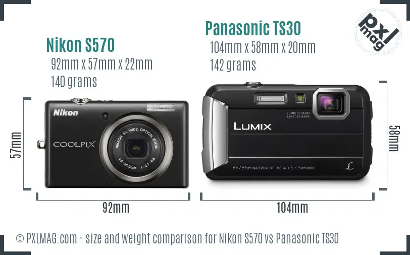 Nikon S570 vs Panasonic TS30 size comparison Nikon S570 vs Panasonic TS30 size comparison