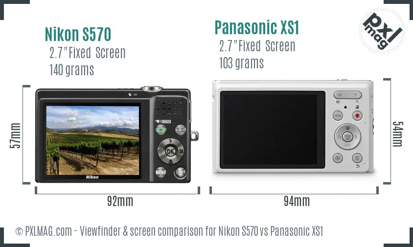 Nikon S570 vs Panasonic XS1 Screen and Viewfinder comparison Nikon S570 vs Panasonic XS1 Screen and Viewfinder comparison