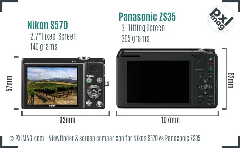 Nikon S570 vs Panasonic ZS35 Screen and Viewfinder comparison Nikon S570 vs Panasonic ZS35 Screen and Viewfinder comparison