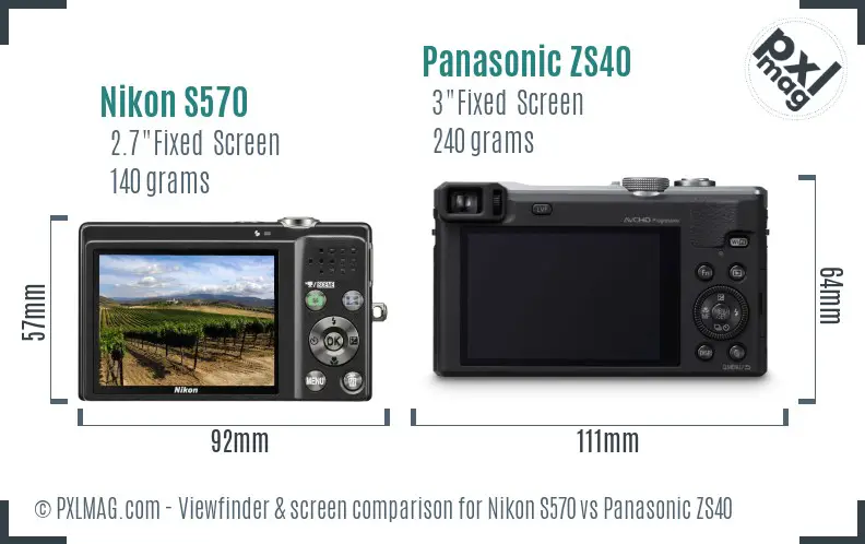 Nikon S570 vs Panasonic ZS40 Screen and Viewfinder comparison Nikon S570 vs Panasonic ZS40 Screen and Viewfinder comparison