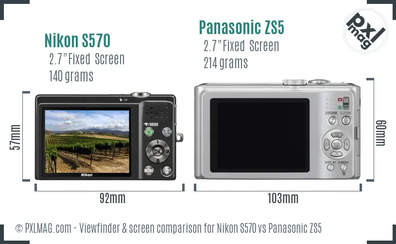 Nikon S570 vs Panasonic ZS5 Screen and Viewfinder comparison Nikon S570 vs Panasonic ZS5 Screen and Viewfinder comparison