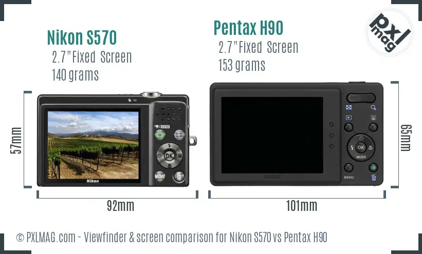 Nikon S570 vs Pentax H90 Screen and Viewfinder comparison Nikon S570 vs Pentax H90 Screen and Viewfinder comparison