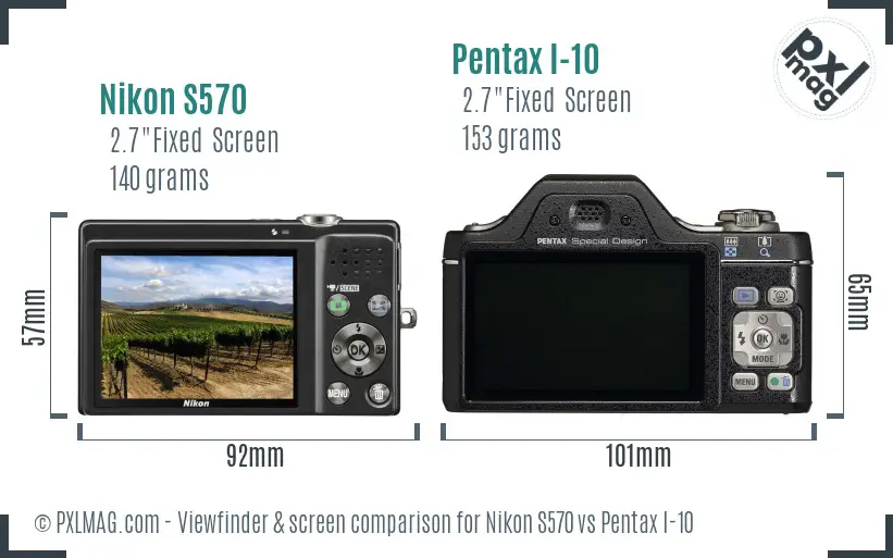 Nikon S570 vs Pentax I-10 Screen and Viewfinder comparison