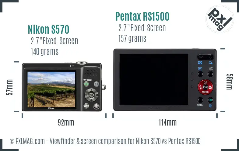 Nikon S570 vs Pentax RS1500 Screen and Viewfinder comparison Nikon S570 vs Pentax RS1500 Screen and Viewfinder comparison