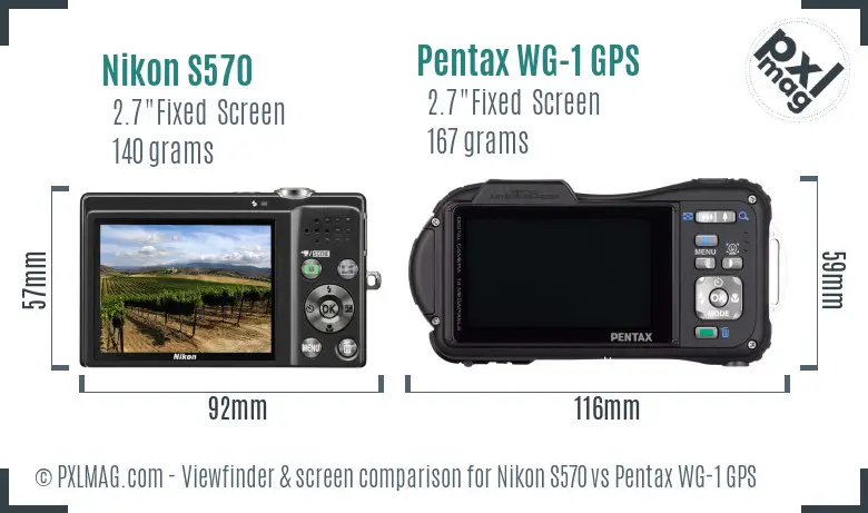 Nikon S570 vs Pentax WG-1 GPS Screen and Viewfinder comparison