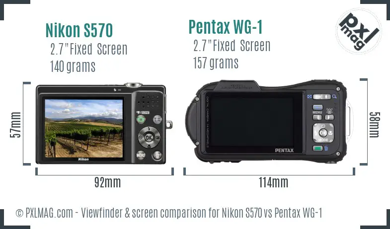 Nikon S570 vs Pentax WG-1 Screen and Viewfinder comparison