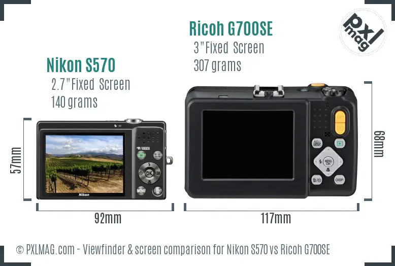 Nikon S570 vs Ricoh G700SE Screen and Viewfinder comparison Nikon S570 vs Ricoh G700SE Screen and Viewfinder comparison