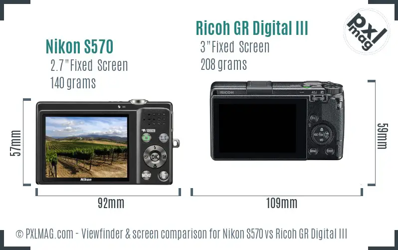 Nikon S570 vs Ricoh GR Digital III Screen and Viewfinder comparison Nikon S570 vs Ricoh GR Digital III Screen and Viewfinder comparison