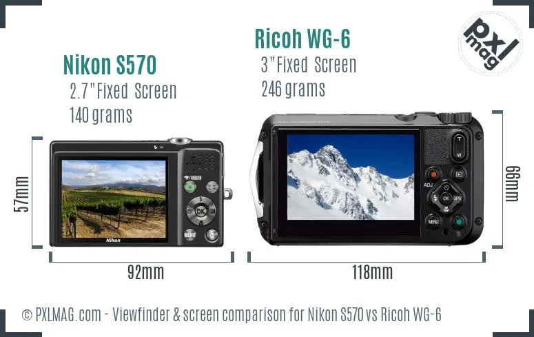 Nikon S570 vs Ricoh WG-6 Screen and Viewfinder comparison