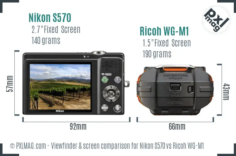 Nikon S570 vs Ricoh WG-M1 Screen and Viewfinder comparison