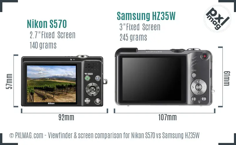 Nikon S570 vs Samsung HZ35W Screen and Viewfinder comparison