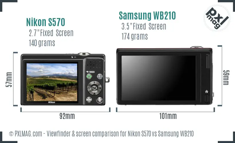 Nikon S570 vs Samsung WB210 Screen and Viewfinder comparison Nikon S570 vs Samsung WB210 Screen and Viewfinder comparison