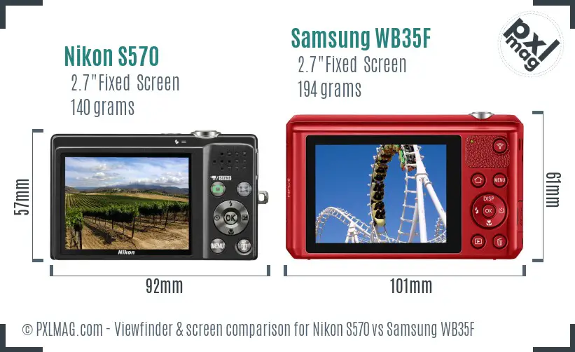 Nikon S570 vs Samsung WB35F Screen and Viewfinder comparison Nikon S570 vs Samsung WB35F Screen and Viewfinder comparison