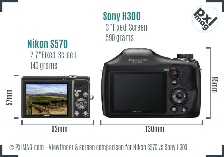 Nikon S570 vs Sony H300 Screen and Viewfinder comparison