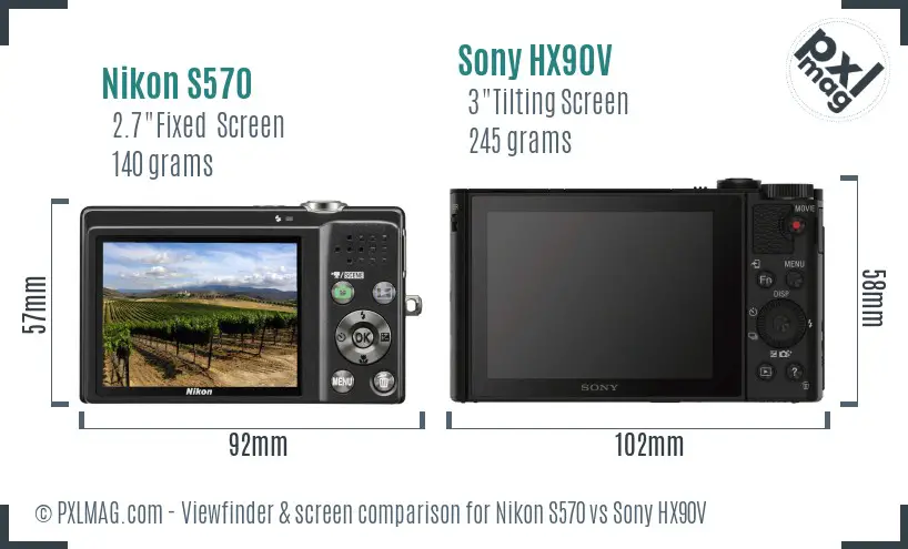 Nikon S570 vs Sony HX90V Screen and Viewfinder comparison Nikon S570 vs Sony HX90V Screen and Viewfinder comparison