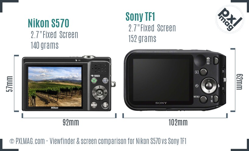 Nikon S570 vs Sony TF1 Screen and Viewfinder comparison