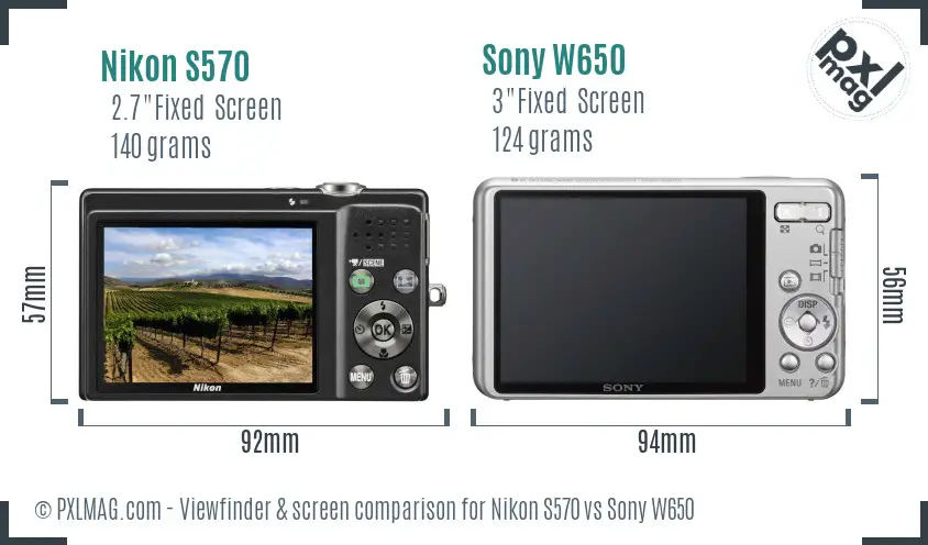 Nikon S570 vs Sony W650 Screen and Viewfinder comparison Nikon S570 vs Sony W650 Screen and Viewfinder comparison