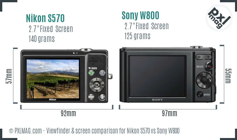 Nikon S570 vs Sony W800 Screen and Viewfinder comparison