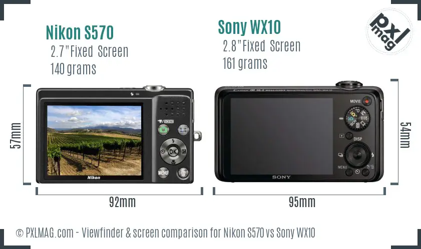 Nikon S570 vs Sony WX10 Screen and Viewfinder comparison