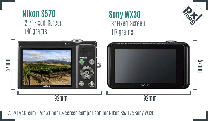 Nikon S570 vs Sony WX30 Screen and Viewfinder comparison Nikon S570 vs Sony WX30 Screen and Viewfinder comparison