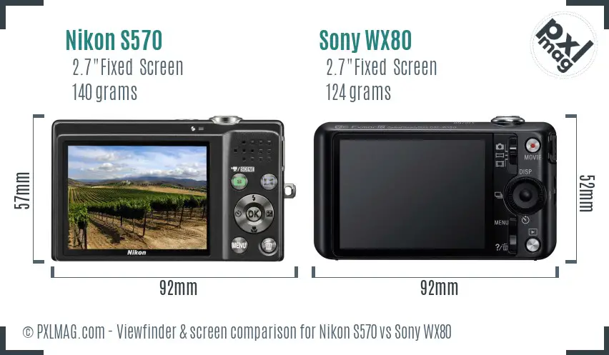 Nikon S570 vs Sony WX80 Screen and Viewfinder comparison Nikon S570 vs Sony WX80 Screen and Viewfinder comparison
