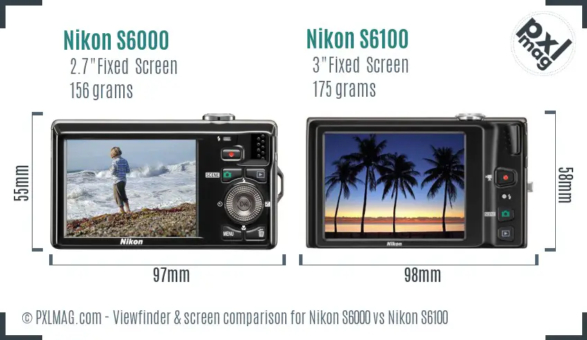 Nikon S6000 vs Nikon S6100 Screen and Viewfinder comparison