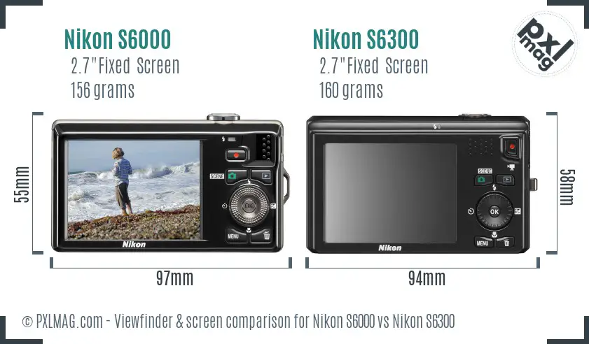 Nikon S6000 vs Nikon S6300 Screen and Viewfinder comparison