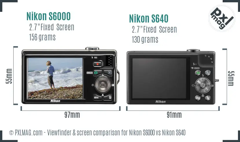 Nikon S6000 vs Nikon S640 Screen and Viewfinder comparison