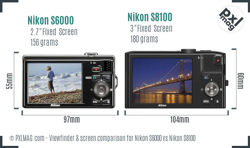 Nikon S6000 vs Nikon S8100 Screen and Viewfinder comparison