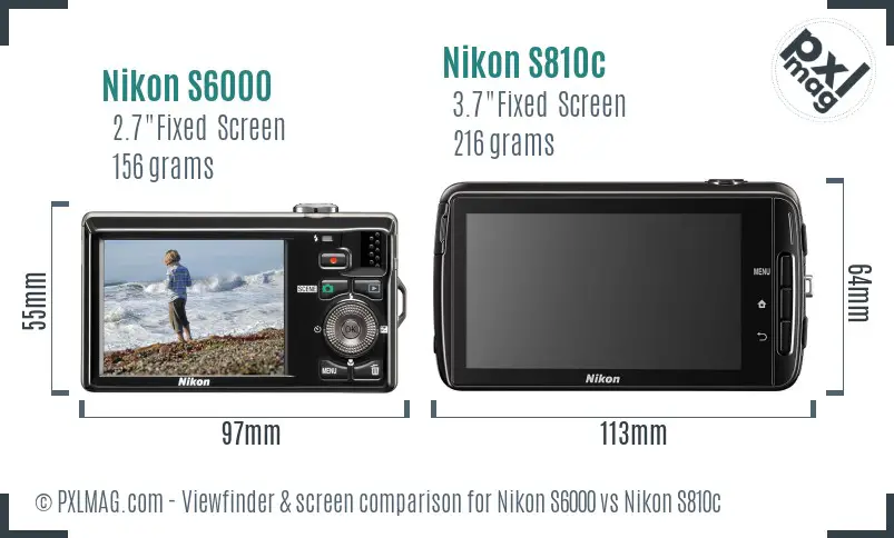 Nikon S6000 vs Nikon S810c Screen and Viewfinder comparison
