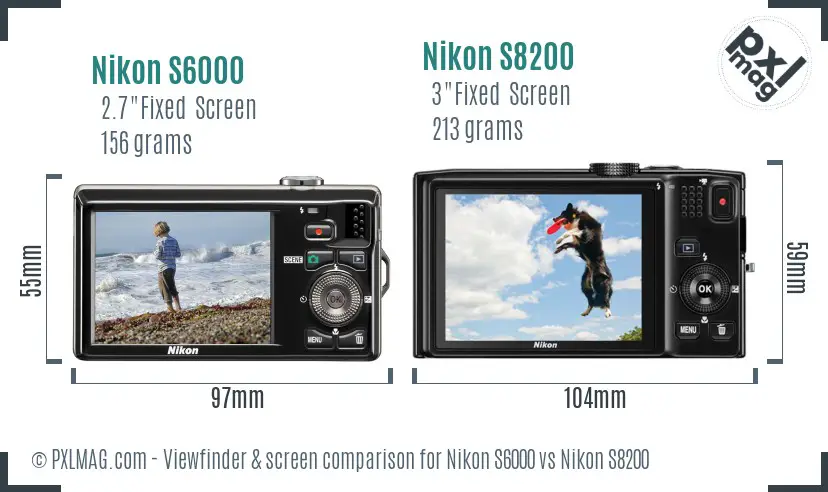 Nikon S6000 vs Nikon S8200 Screen and Viewfinder comparison