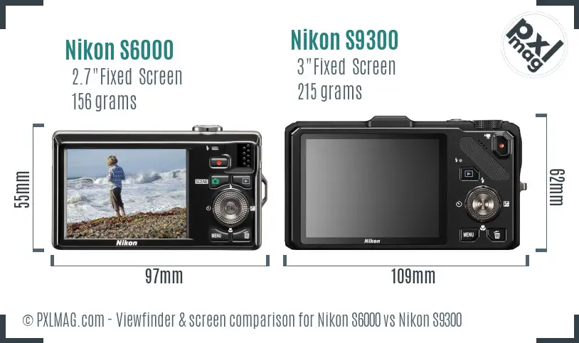 Nikon S6000 vs Nikon S9300 Screen and Viewfinder comparison