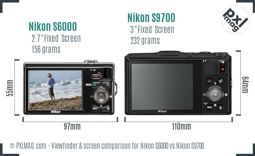 Nikon S6000 vs Nikon S9700 Screen and Viewfinder comparison