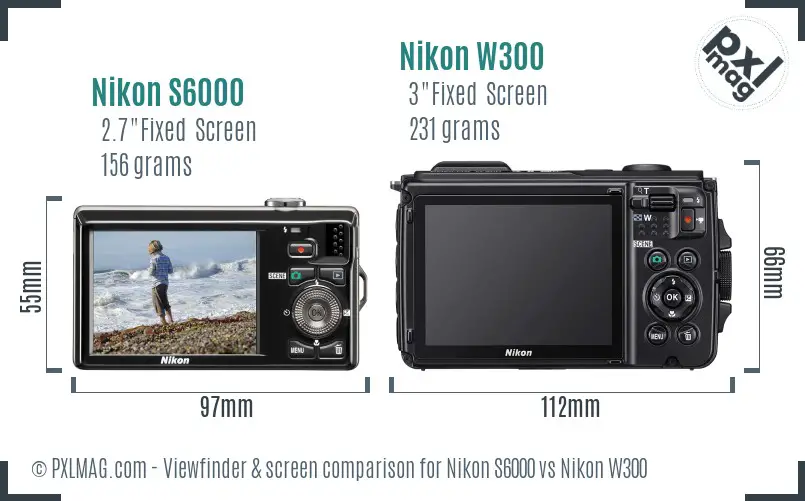 Nikon S6000 vs Nikon W300 Screen and Viewfinder comparison Nikon S6000 vs Nikon W300 Screen and Viewfinder comparison