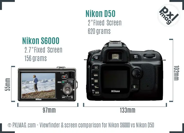 Nikon S6000 vs Nikon D50 Screen and Viewfinder comparison