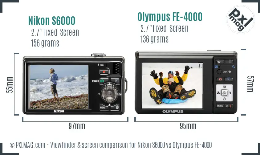 Nikon S6000 vs Olympus FE-4000 Screen and Viewfinder comparison