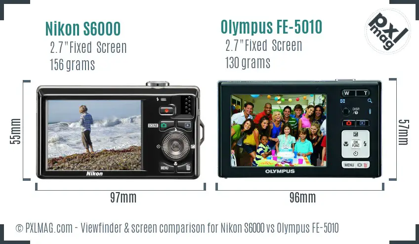 Nikon S6000 vs Olympus FE-5010 Screen and Viewfinder comparison Nikon S6000 vs Olympus FE-5010 Screen and Viewfinder comparison