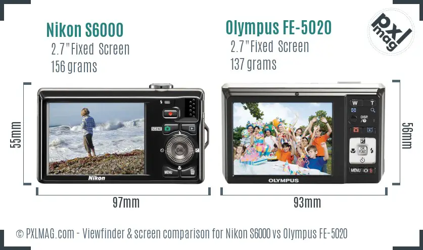 Nikon S6000 vs Olympus FE-5020 Screen and Viewfinder comparison Nikon S6000 vs Olympus FE-5020 Screen and Viewfinder comparison
