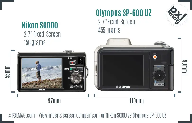 Nikon S6000 vs Olympus SP-600 UZ Screen and Viewfinder comparison Nikon S6000 vs Olympus SP-600 UZ Screen and Viewfinder comparison