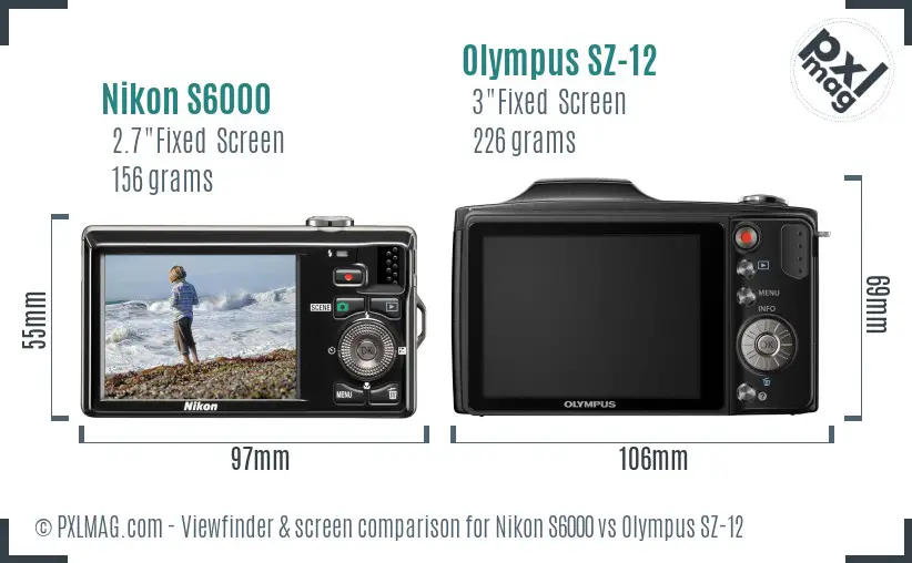 Nikon S6000 vs Olympus SZ-12 Screen and Viewfinder comparison