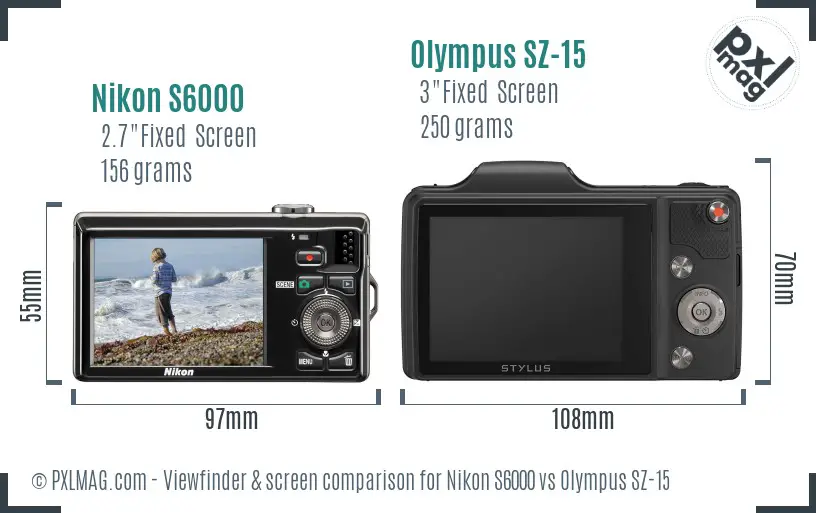 Nikon S6000 vs Olympus SZ-15 Screen and Viewfinder comparison Nikon S6000 vs Olympus SZ-15 Screen and Viewfinder comparison